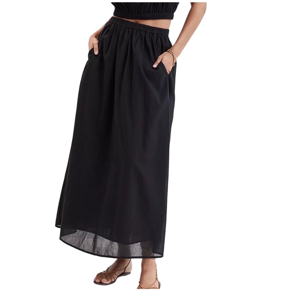 Velvet by Graham & Spencer Anthropologie Michie Black Cotton Maxi Skirt XS